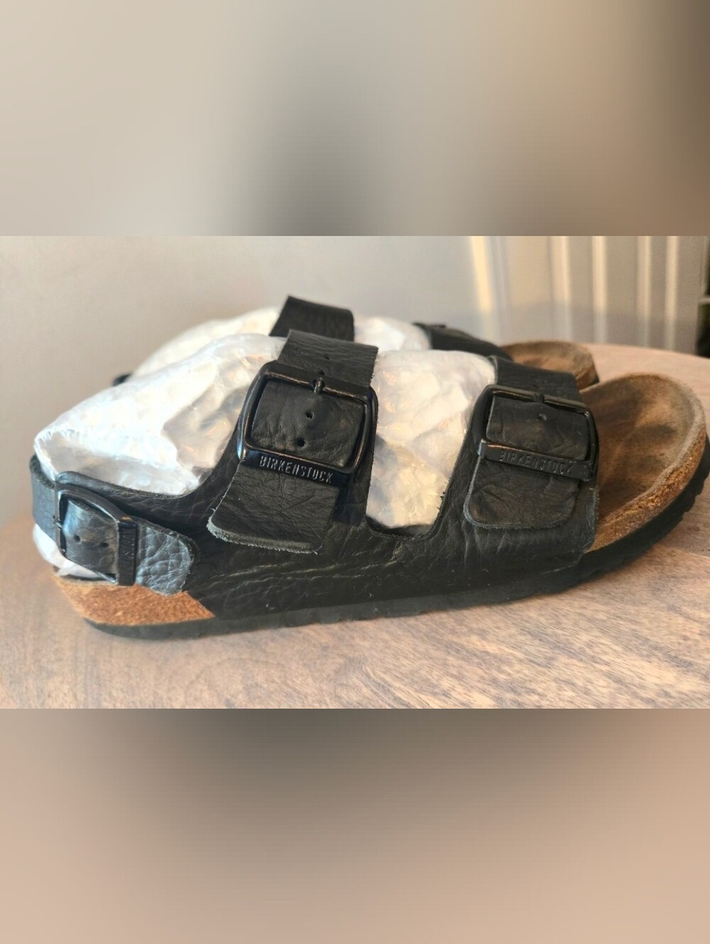 Birkenstock Arizona Black Leather Sandals Size 40/ Women’s 9”